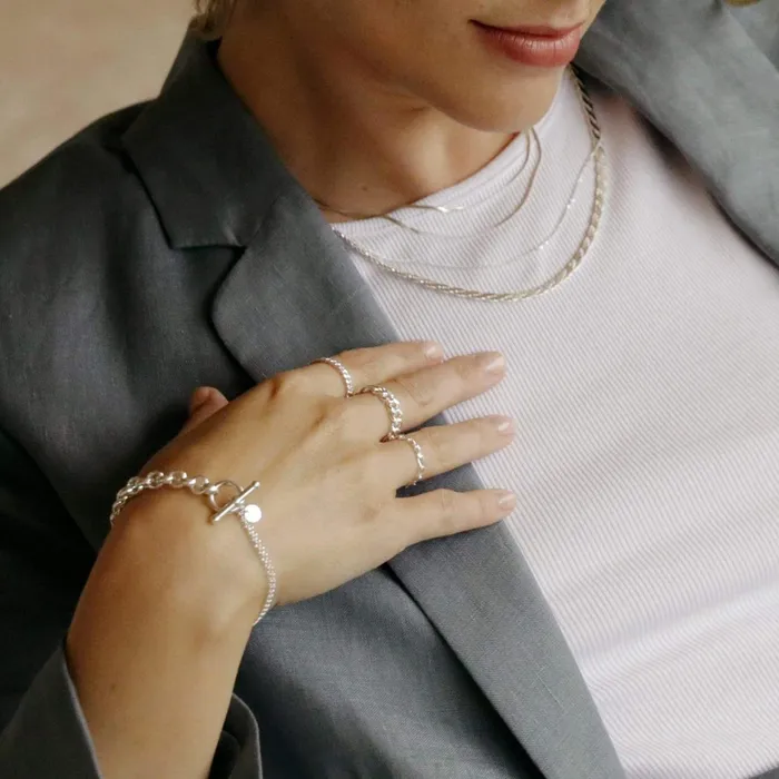 Women Stacking Rings Daisy London Jewellery Este Lalonde Curb Chain Ring Sterling Silver