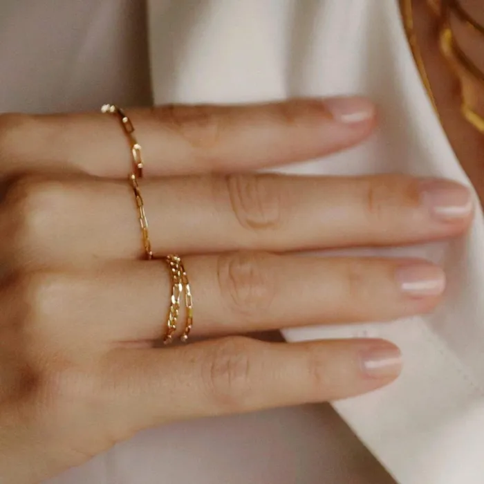 Women Stacking Rings Daisy London Jewellery Este Lalonde Fine Box Chain Ring 18ct Gold Plate