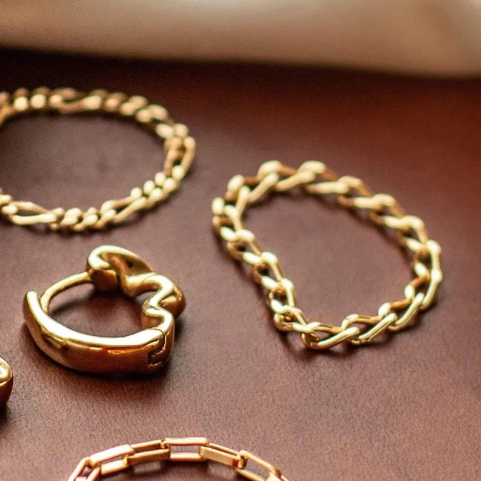 Women Stacking Rings Daisy London Jewellery Este Lalonde Open Curb Chain Ring 18ct Gold Plate