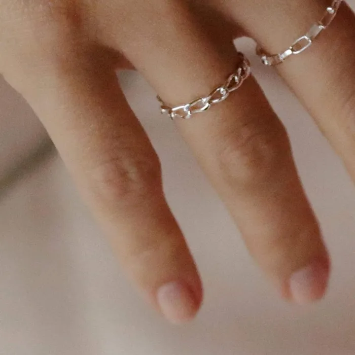 Women Stacking Rings Daisy London Jewellery Este Lalonde Open Curb Chain Ring Sterling Silver