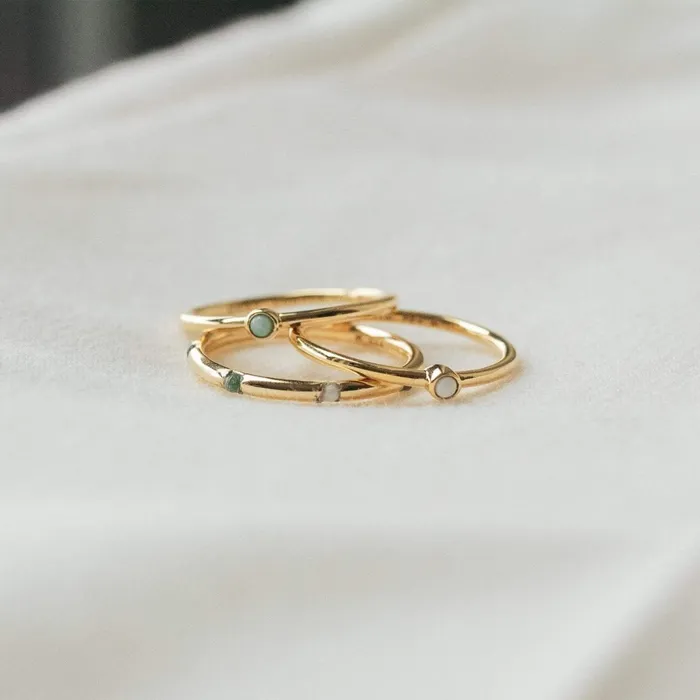Women Stacking Rings Daisy London Jewellery Howlite Healing Stone Ring 18Ct Gold Plate