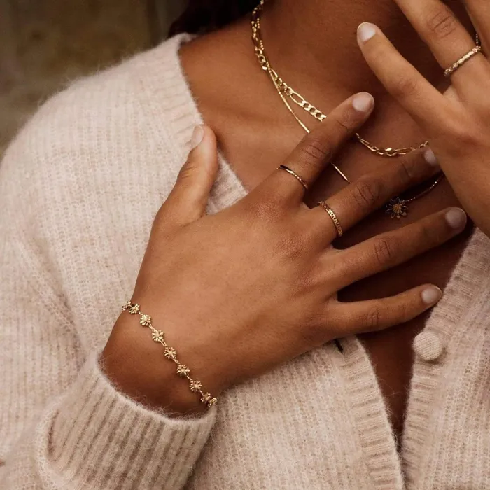 Women Stacking Rings Daisy London Jewellery Iota Daisy Ring 18ct Gold Plate