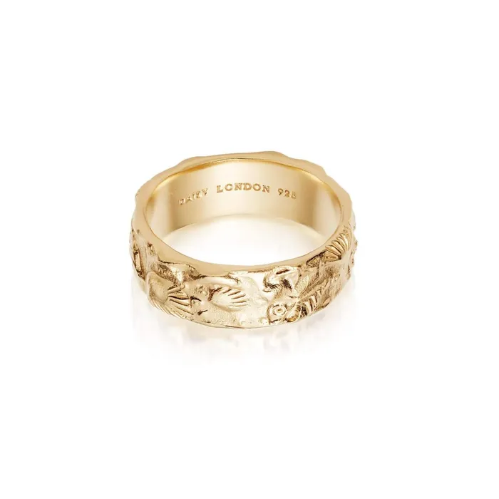 Women Stacking Rings Daisy London Jewellery Isla Fossil Band Ring 18Ct Gold Plate Women Stacking Rings Daisy London Jewellery Isla Fossil Band Ring 18Ct Gold Plate