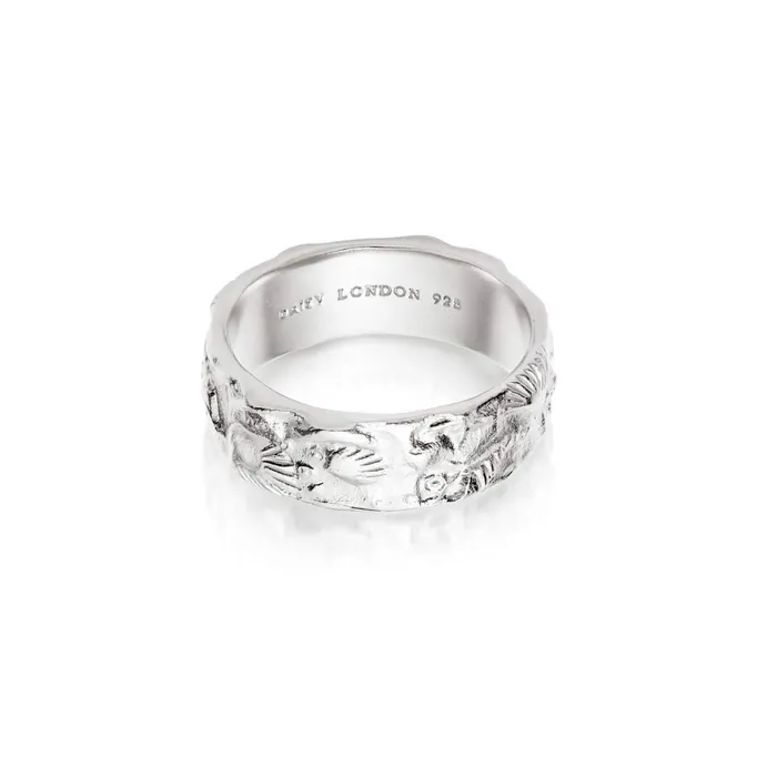 Women Stacking Rings Daisy London Jewellery Isla Fossil Band Ring Sterling Silver Women Stacking Rings Daisy London Jewellery Isla Fossil Band Ring Sterling Silver