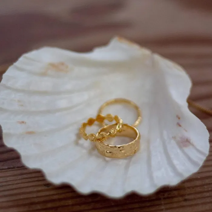 Women Stacking Rings Daisy London Jewellery Isla Shell Stacking Ring 18Ct Gold Plate