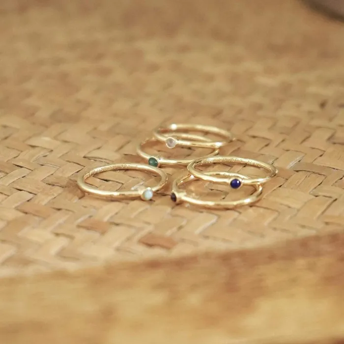 Women Stacking Rings Daisy London Jewellery Lapis Healing Stone Ring 18Ct Gold Plate