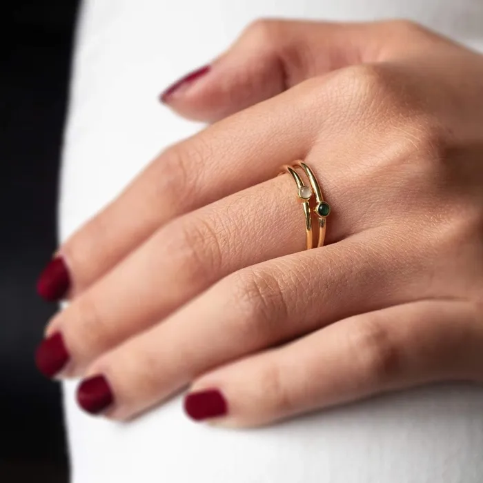 Women Stacking Rings Daisy London Jewellery Rose Quartz Healing Stone Ring 18Ct Gold Plate