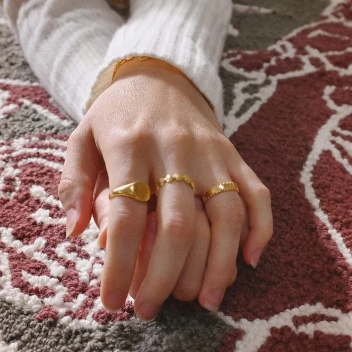Women Stacking Rings Daisy London Jewellery Stacked Beaded Band Ring 18Ct Gold Plate