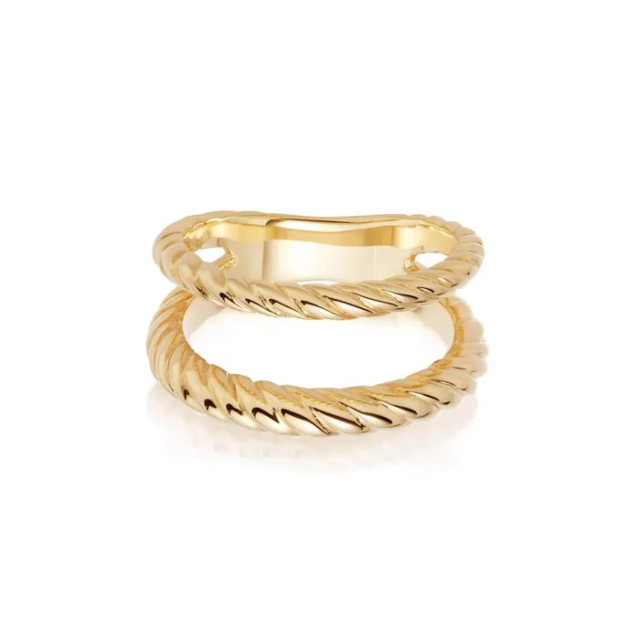 Women Stacking Rings Daisy London Jewellery Stacked Double Rope Ring 18Ct Gold Plate Women Stacking Rings Daisy London Jewellery Stacked Double Rope Ring 18Ct Gold Plate