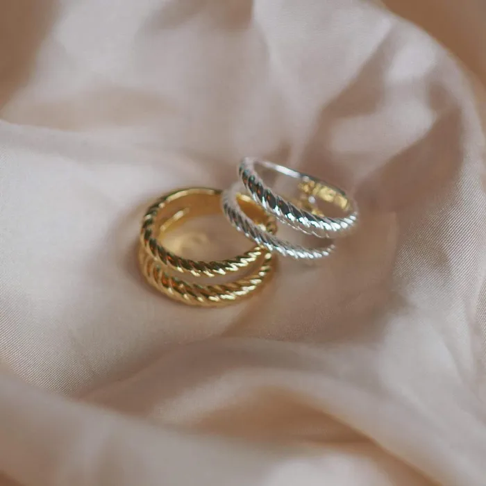 Women Stacking Rings Daisy London Jewellery Stacked Double Rope Ring 18Ct Gold Plate