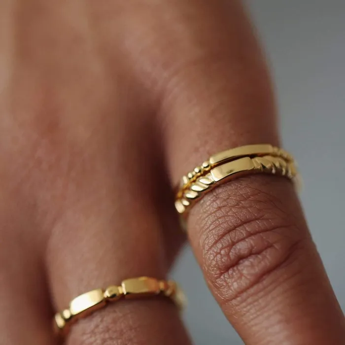 Women Stacking Rings Daisy London Jewellery Stacked Rope Ring 18Ct Gold Plate