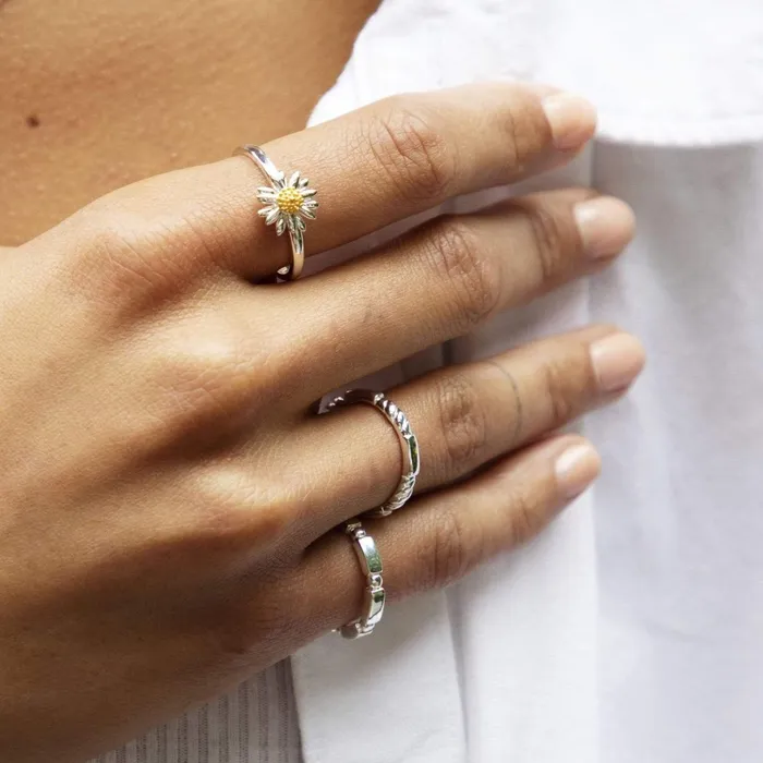 Women Stacking Rings Daisy London Jewellery Stacked Rope Ring Sterling Silver
