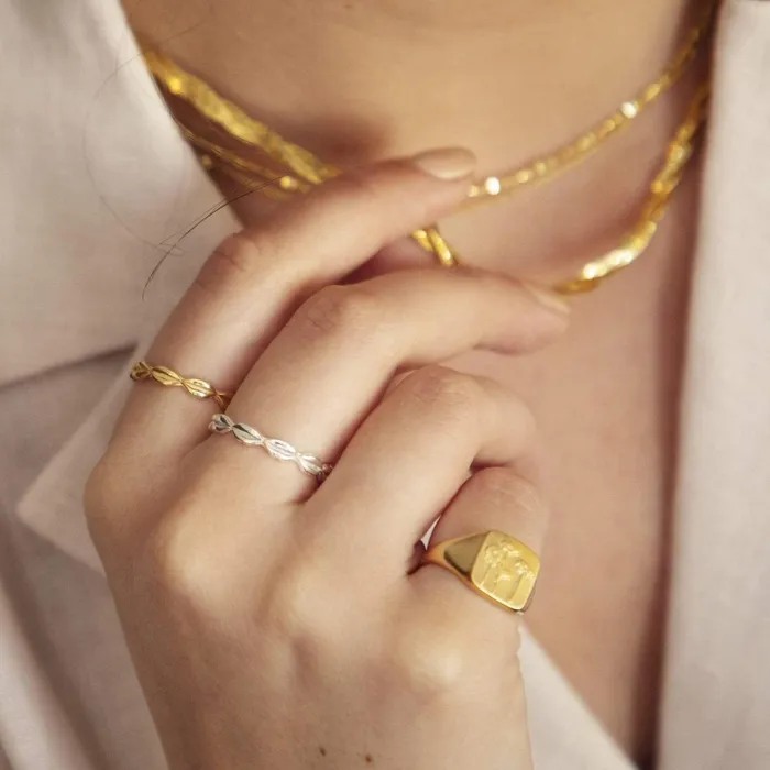Women Stacking Rings Daisy London Jewellery Vita Lips Ring 18ct Gold Plate