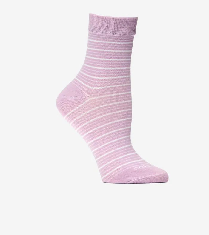 Women Stripe Short Crew Socks Mauve Cole Haan Socks