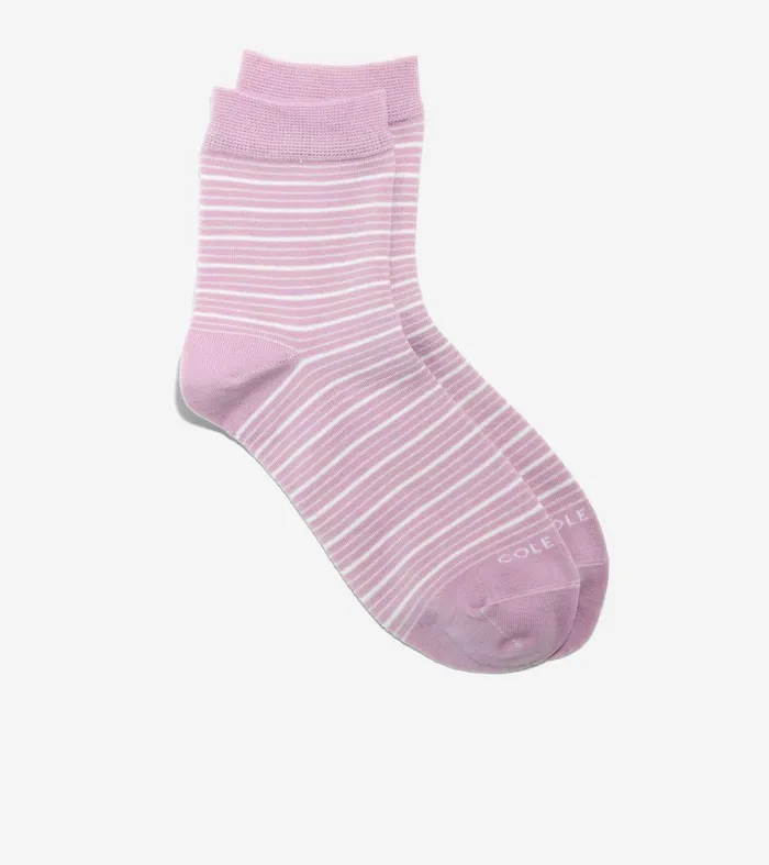 Women Stripe Short Crew Socks Mauve Cole Haan Socks