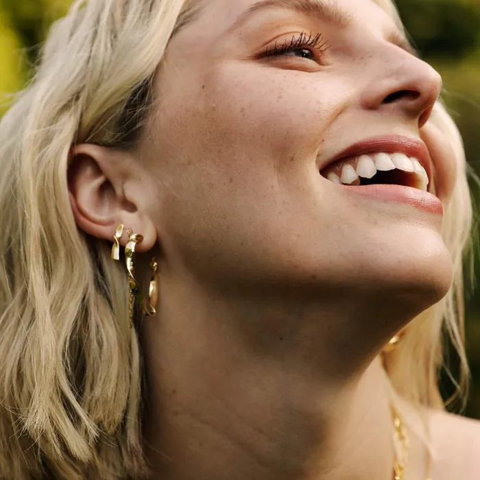 Women Stud Earrings Daisy London Jewellery Este Lalonde Flow Stud Earrings 18ct Gold Plate