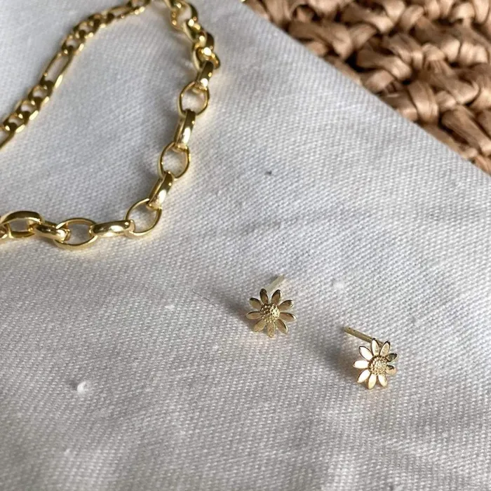 Women Stud Earrings Daisy London Jewellery Marguerite Daisy Stud Earrings 18ct Gold Plate