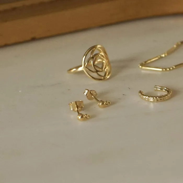 Women Stud Earrings Daisy London Jewellery Stacked Beaded Stud Earrings 18Ct Gold Plate