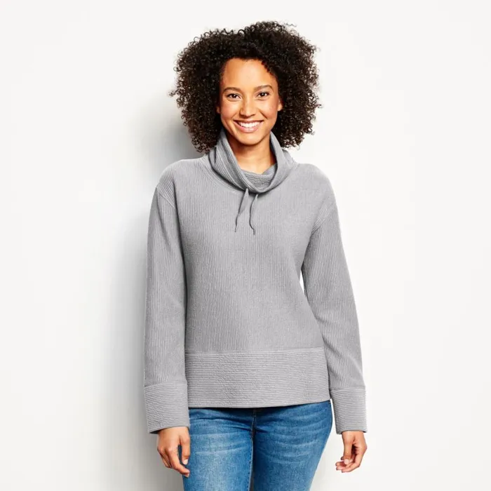 Women Textured Cowl Sweatshirt Heathered Titanium Orvis Sweatshirts
