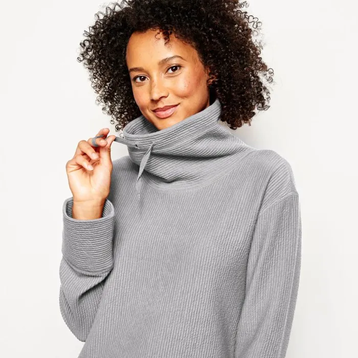 Women Textured Cowl Sweatshirt Heathered Titanium Orvis Sweatshirts