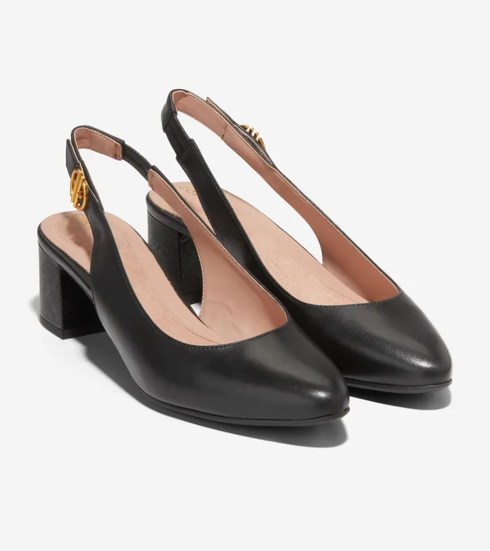 Women The GoTo Slingback Pump 45MM Black Leather Cole Haan Heels and Pumps