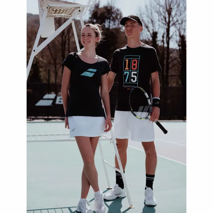 Women Tops Babolat Exercise Flag Tee Heather Black
