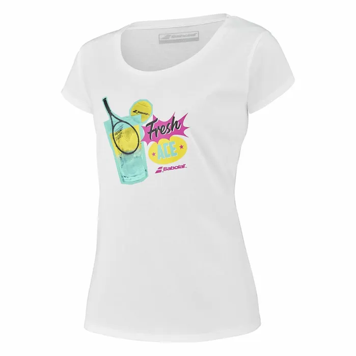 Women Tops Babolat Exercise Message Tee Heather White