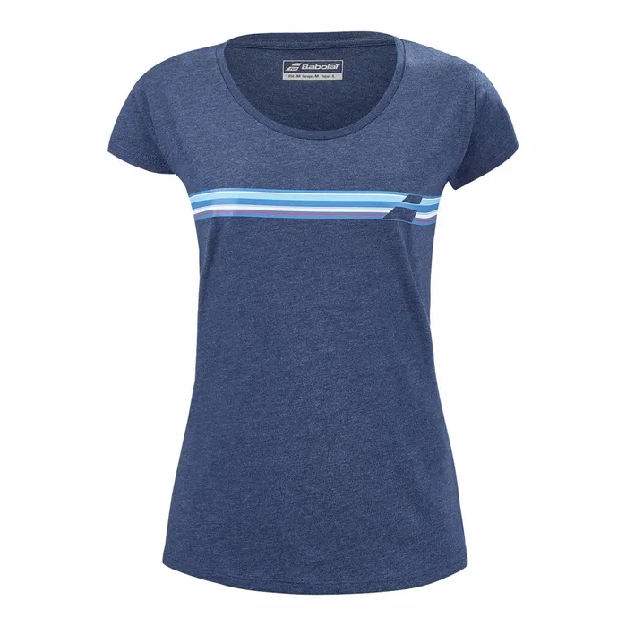 Women Tops Babolat Exercise Strippes Tee Heather Blue