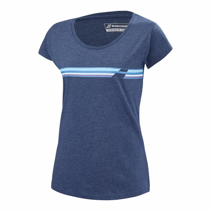 Women Tops Babolat Exercise Strippes Tee Heather Blue