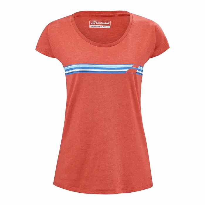 Women Tops Babolat Exercise Strippes Tee Red
