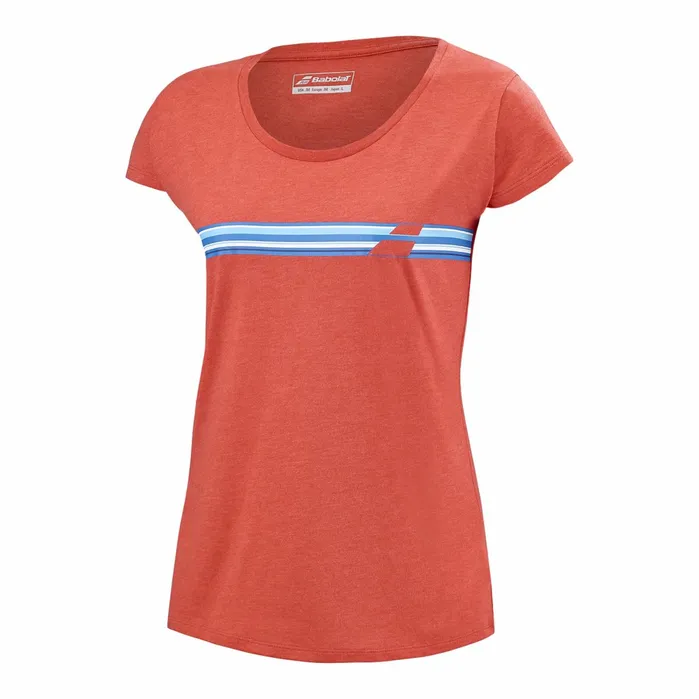 Women Tops Babolat Exercise Strippes Tee Red