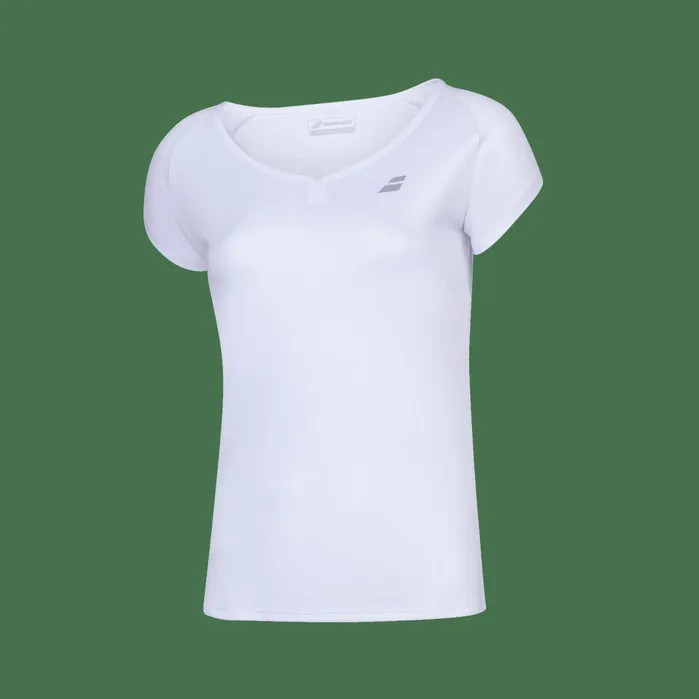 Women Tops Babolat Play Cap Sleeve Top White Women Tops Babolat Play Cap Sleeve Top White