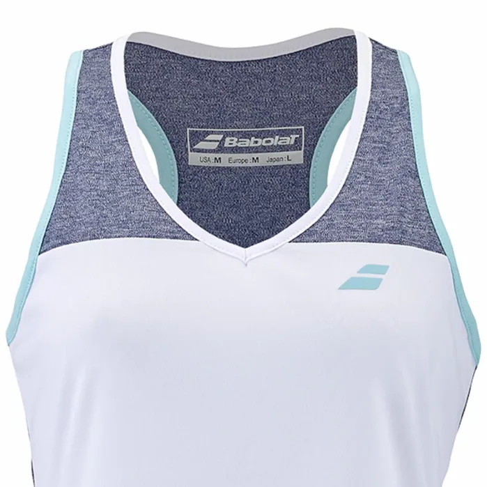 Women Tops Babolat Play Tank Top Whiteblue Marl