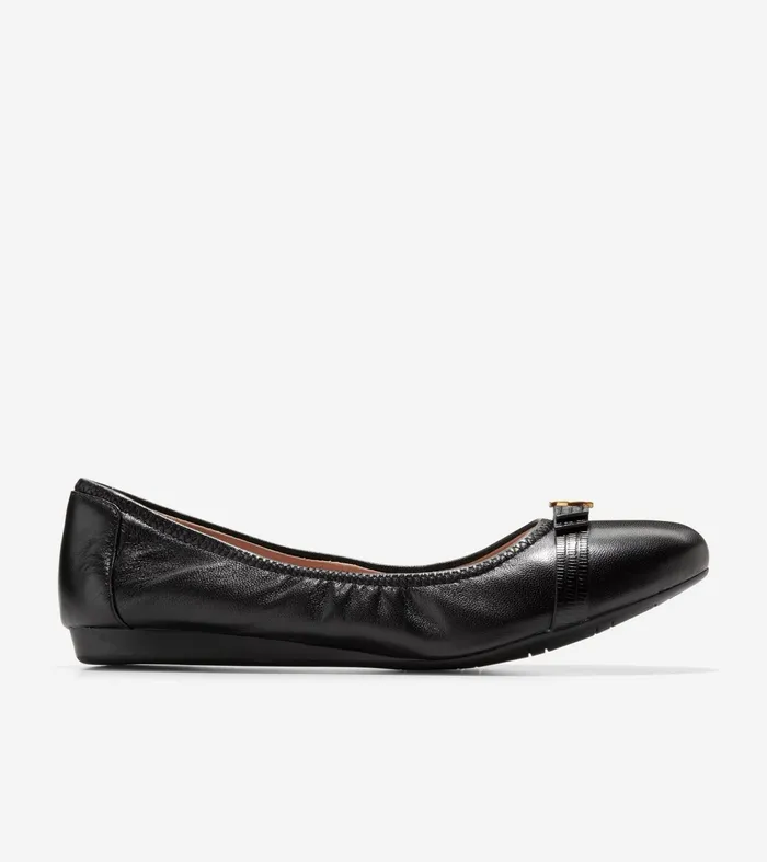 Women Tova Bow Ballet Black Cole Haan Flats and SlipOns