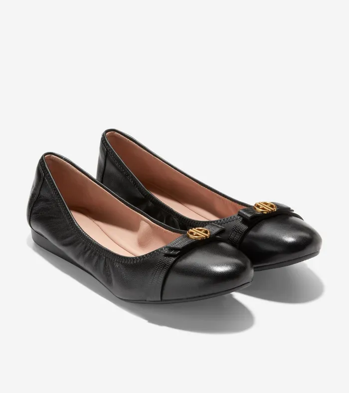 Women Tova Bow Ballet Black Cole Haan Flats and SlipOns