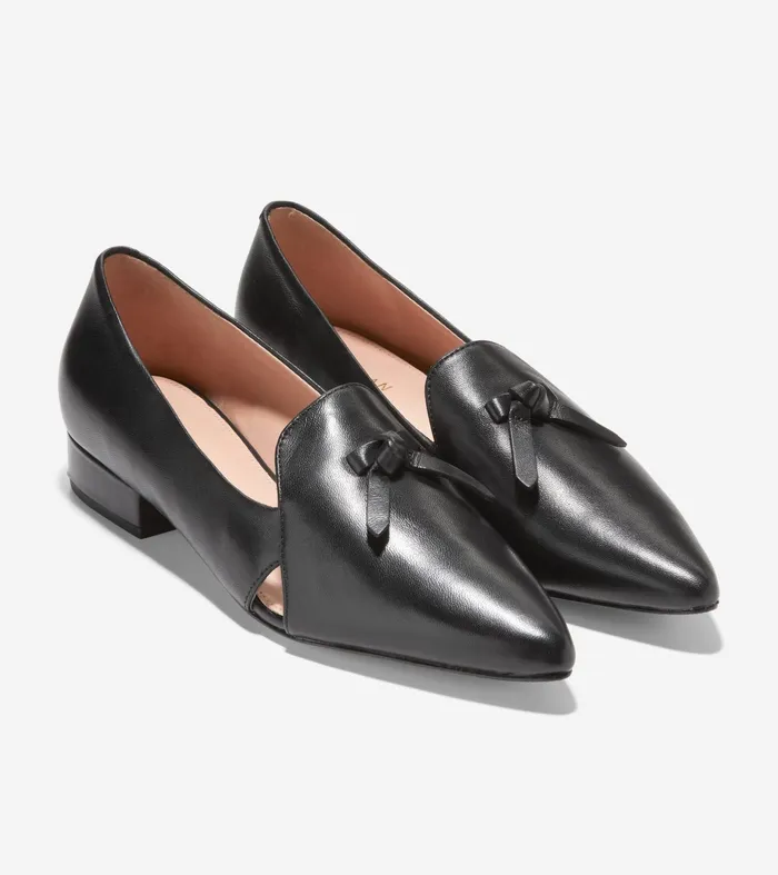 Women Viola Skimmer Flat Black Leather Cole Haan Flats and SlipOns