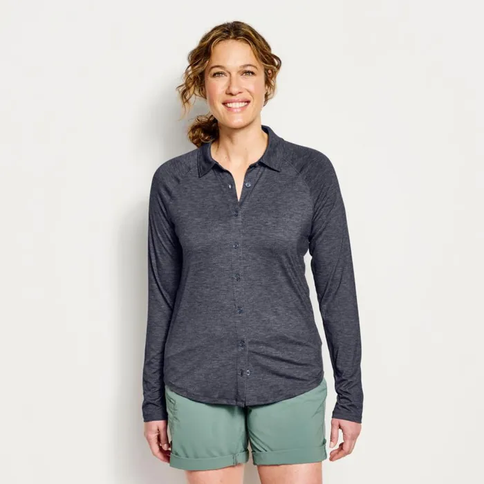 Women Women039s DriCasttrade LongSleeved ButtonFront True Navy Orvis Shirts