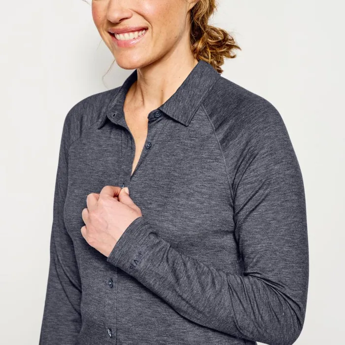 Women Women039s DriCasttrade LongSleeved ButtonFront True Navy Orvis Shirts