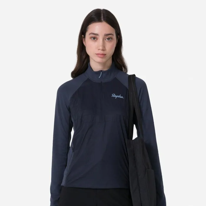 Women Womens Explore Zip Neck Pullover Graystone Eclipsedark Greydark Navylint Aloe Washpale Greendark Green Rapha Archive