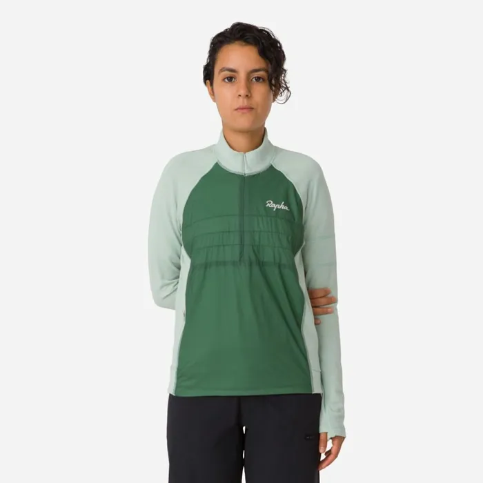Women Womens Explore Zip Neck Pullover Graystone Eclipsedark Greydark Navylint Aloe Washpale Greendark Green Rapha Archive