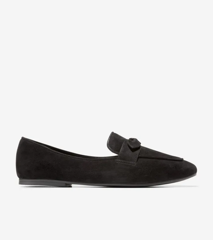 Women York Bow Loafers Black Suede Cole Haan Loafers and Drivers