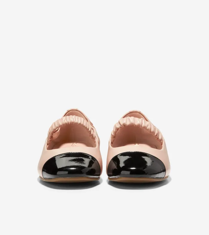 Women Yvette Ballet Flats Porcelainblack Patent Cole Haan Flats and SlipOns