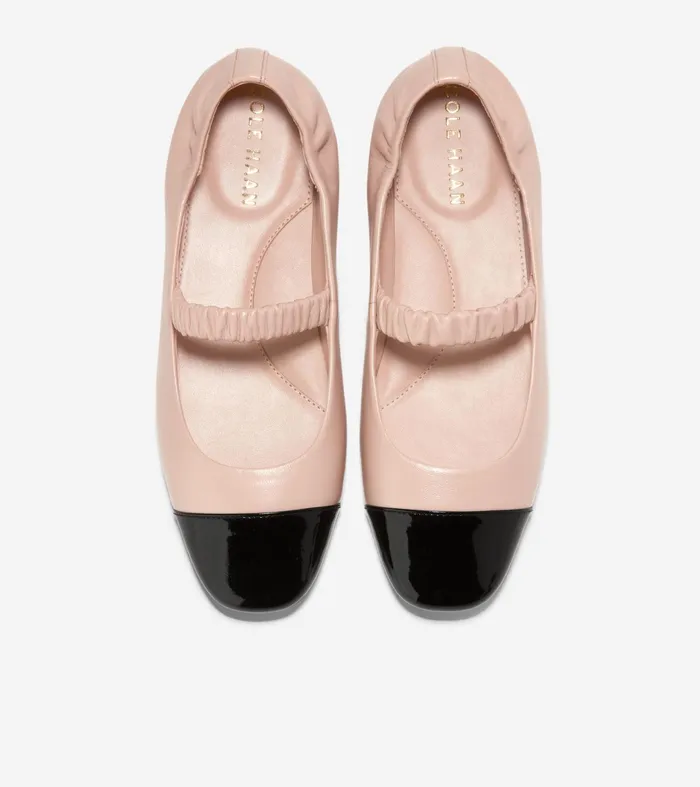 Women Yvette Ballet Flats Porcelainblack Patent Cole Haan Flats and SlipOns
