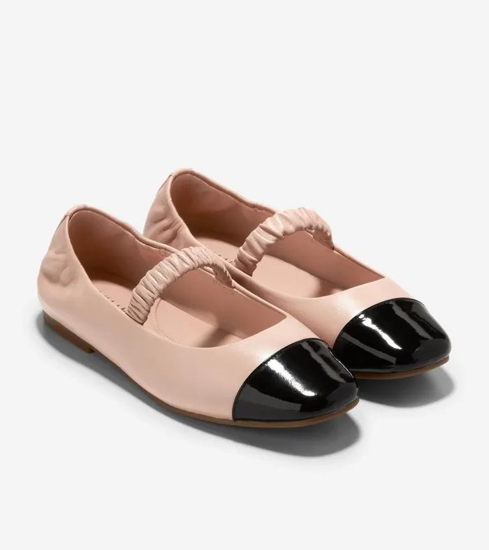 Women Yvette Ballet Flats Porcelainblack Patent Cole Haan Flats and SlipOns