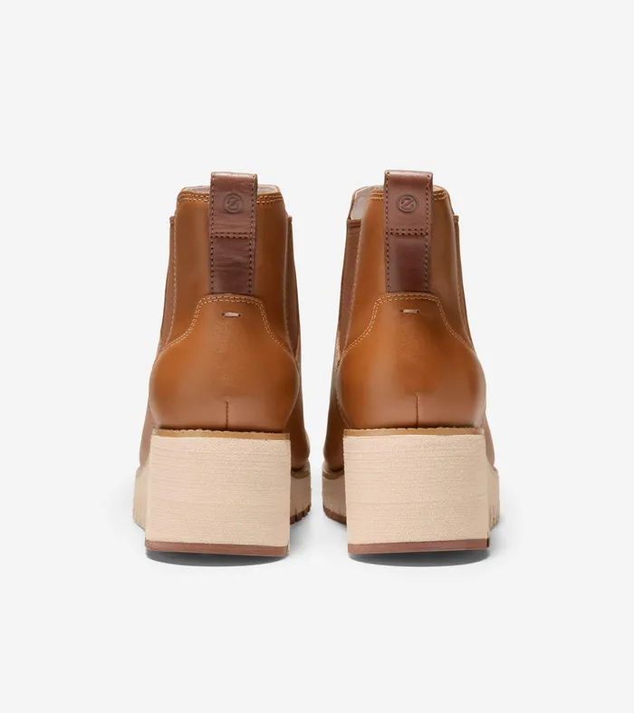 Women ZEROslashGRAND City Wedge Waterproof Chelsea Boot British Tan Leather Cole Haan Boots