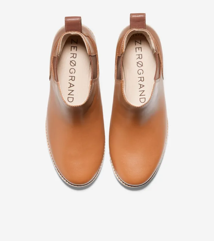 Women ZEROslashGRAND City Wedge Waterproof Chelsea Boot British Tan Leather Cole Haan Boots