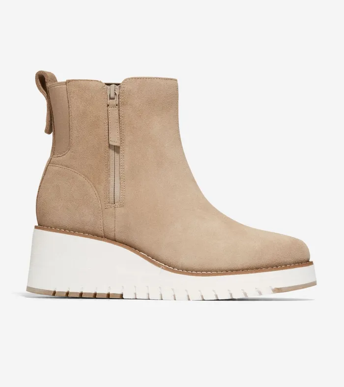 Women ZEROslashGRAND City Wedge Waterproof Side Zip Boot Latte Cole Haan Boots