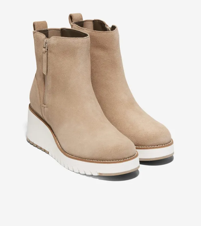 Women ZEROslashGRAND City Wedge Waterproof Side Zip Boot Latte Cole Haan Boots