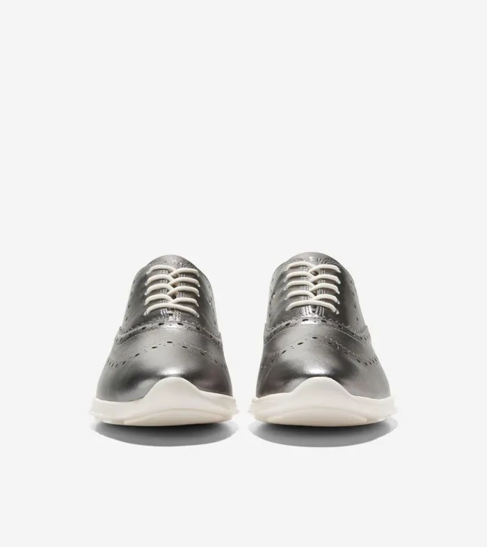 Women ZEROslashGRAND Closed Hole Wingtip Oxfords Silverivory Cole Haan Oxfords