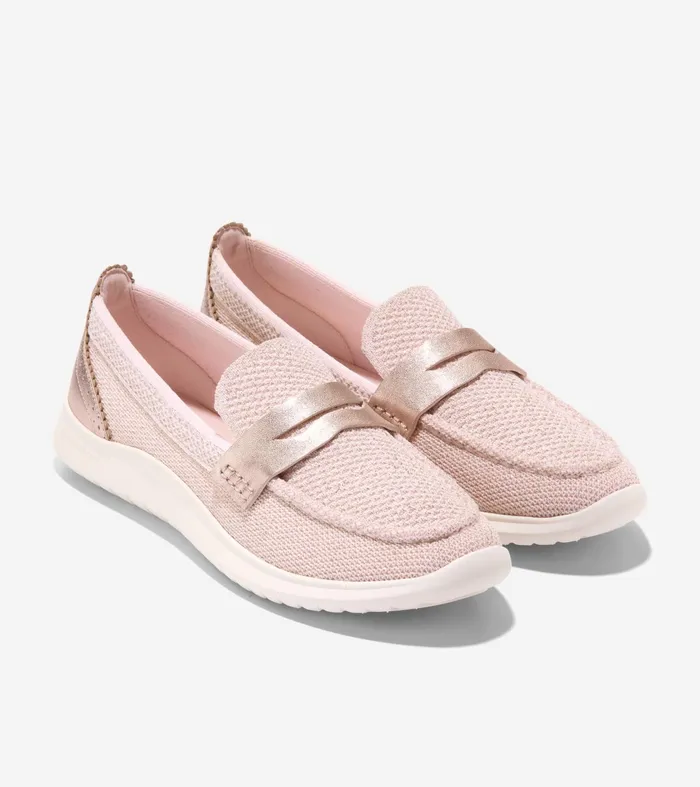 Women ZEROslashGRAND Meritt Stitchlitetrade Loafers Rose Gold Metallicivory Cole Haan Loafers and Drivers